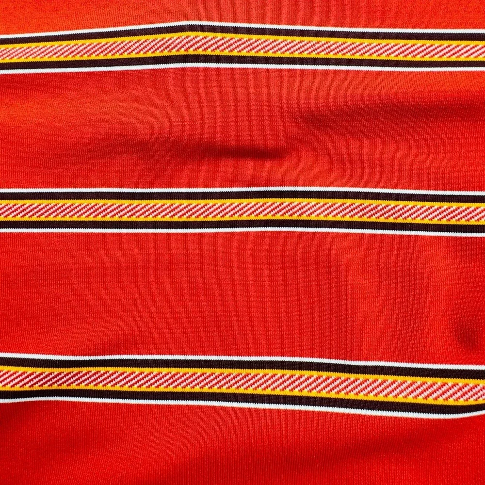 Nike Golf Tour Performance Polo Shirt Orange Red Stripe Dri Fit UV Large Mens‎